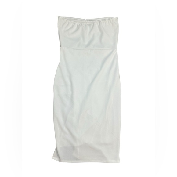 Fashion Nova White Midi Strapless Dress Lace Side Medium - Picture 2 of 2